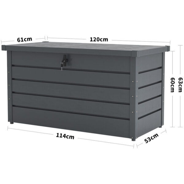 Living and Home Lockable Metal Storage Box - Grey - Image 6