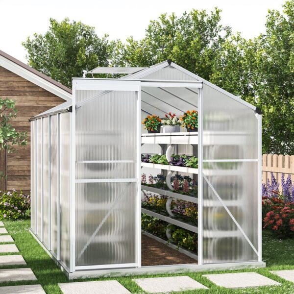 Living and Home 6x10 Polycarbonate Aluminium Greenhouse with Foundation - Image 6