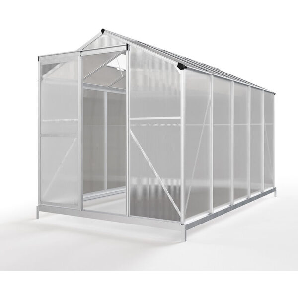 Living and Home 6x10 Polycarbonate Aluminium Greenhouse with Foundation