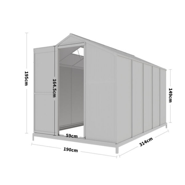 Living and Home 6x10 Polycarbonate Aluminium Greenhouse with Foundation - Image 2