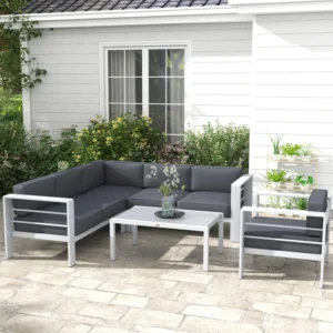 Outsunny Five-Piece Aluminium Garden Sofa Set - Grey