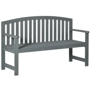 Outsunny 2 Seater Wooden Garden Bench with Armrest - Grey