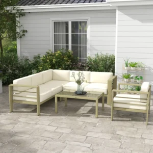 Outsunny Five-Piece Aluminium Garden Sofa Set - Gold Tone