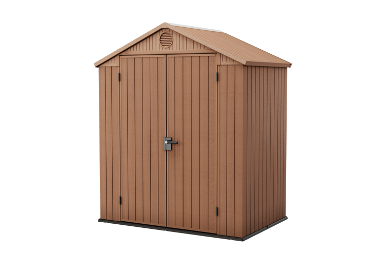 Keter 6'x4' Darwin Heavy Duty Plastic Garden Shed Double Door-  Brown