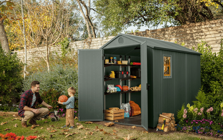 Keter 6'x8' Darwin Heavy Duty Plastic Garden Shed -  Green - Image 8