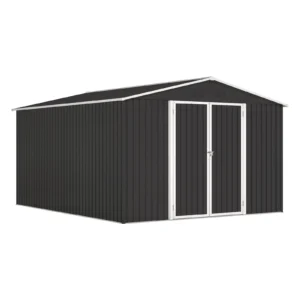 Pro-Tect 10'x12' Metal Apex Shed with Foundation Grid - Anthracite Grey and White