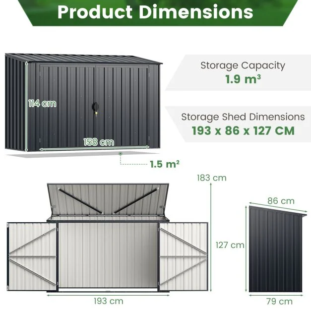 Pro-Tect 6'x 3' Double Metal Wheelie Bin Storage Unit / Bicycle Unit - Image 13