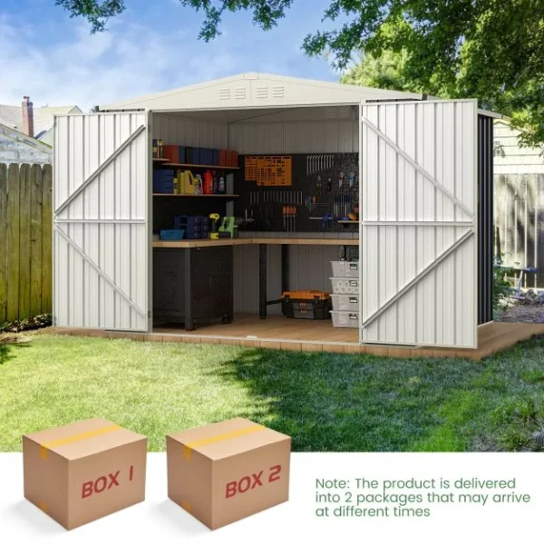 Pro-Tect 8'x6' Double Hinged Metal Apex Shed with Screw Kit -  Grey - Image 6