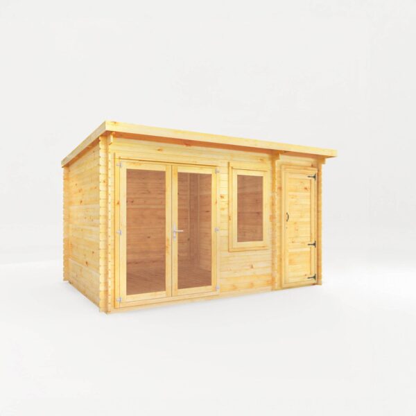 Mercia 14'x11' Elite Pent Log Cabin with Side Shed - 28mm - Image 7