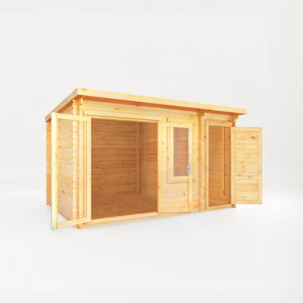 Mercia 14'x11' Elite Pent Log Cabin with Side Shed - 28mm - Image 6