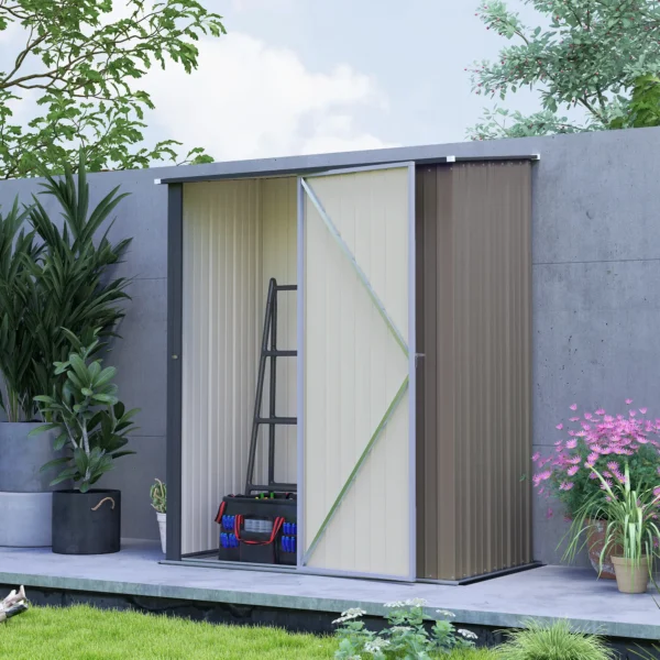 Outsunny 5'x3' Metal Storage Shed - Light Grey - Image 4