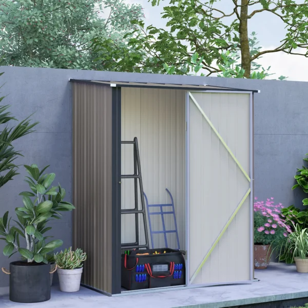 Outsunny 5'x3' Metal Storage Shed - Light Grey - Image 8