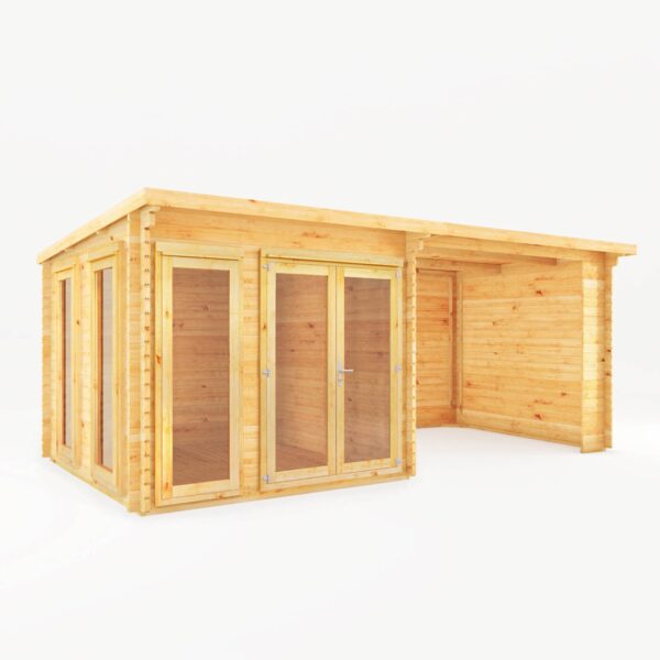 Mercia 20'x11' Studio Pent Log Cabin with Patio Area - 44mm - Image 2