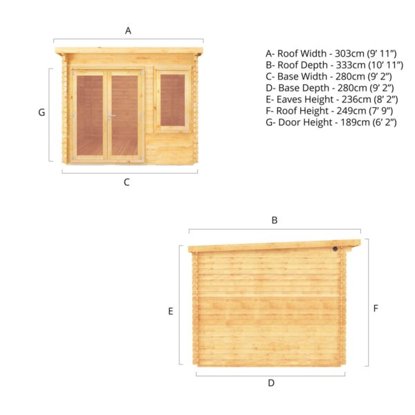 Mercia 10'x11' Elite Pent Log Cabin - 28mm - Image 11