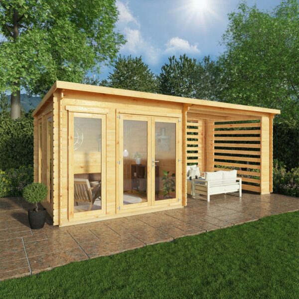 Mercia 20'x11' Studio Pent Log Cabin with Slatted Area – 44mm - Image 7