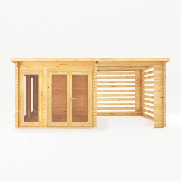 Mercia 20'x11' Studio Pent Log Cabin with Slatted Area – 44mm - Image 10