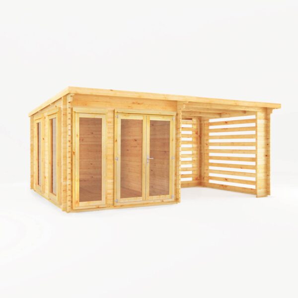 Mercia 20'x11' Studio Pent Log Cabin with Slatted Area – 44mm - Image 11