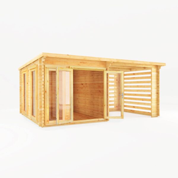 Mercia 20'x11' Studio Pent Log Cabin with Slatted Area – 44mm - Image 12