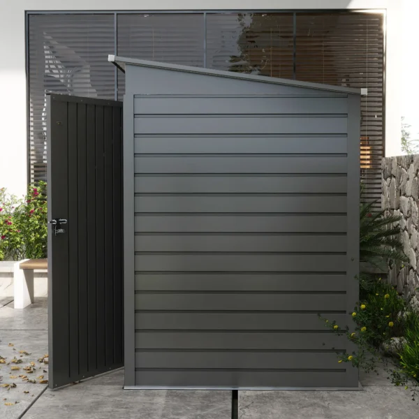 Outsunny 6ft x 4ft Metal Pent Garden Shed- Grey - Image 10