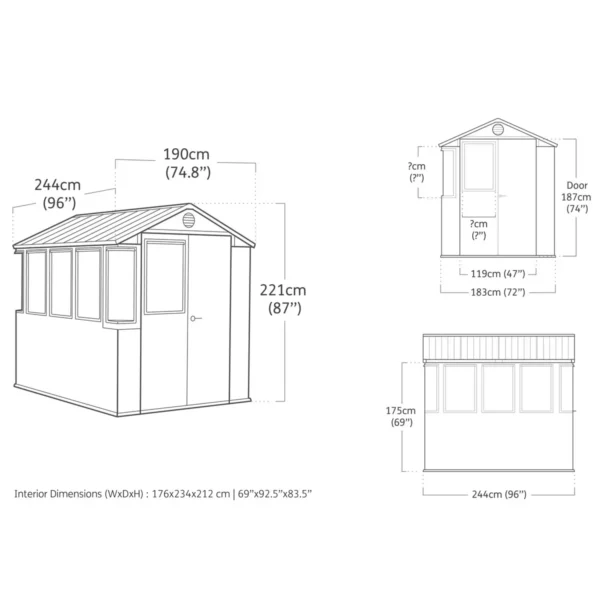 Keter 6'x8' Plastic Potting Garden Shed - Green - Image 2