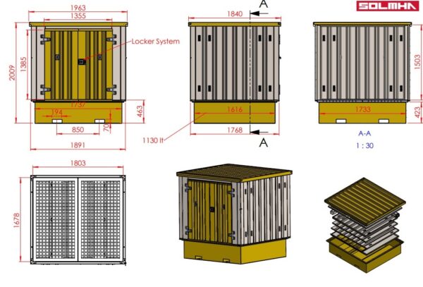 Solhma 6'x6' KDC+ IBC Heavy Duty Metal Chemical Storage Container - Galvanised/Yellow - Image 3