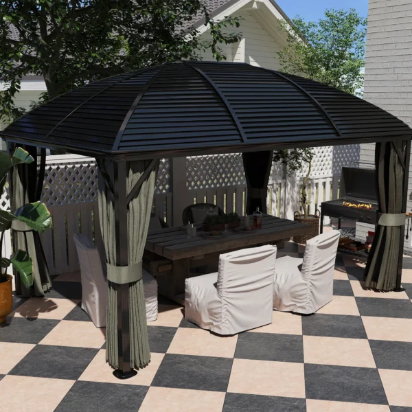 Outsunny 10x13 Hardtop Gazebo Pavilion Canopy - Dark Grey