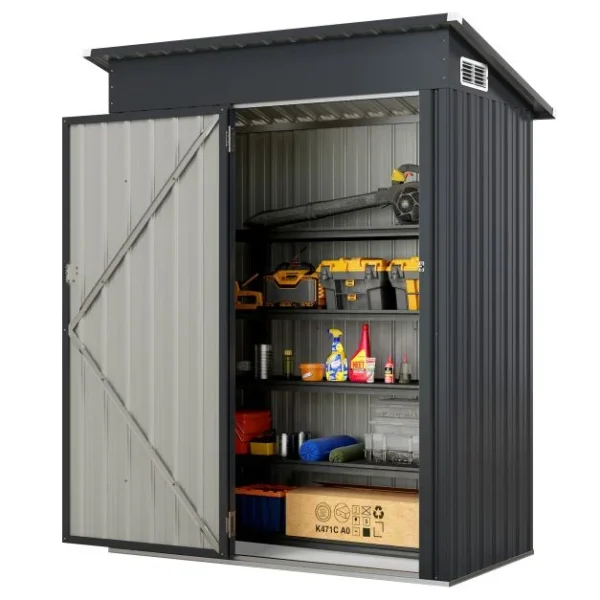 Pro-Tect 5'x3' Metal Pent Shed with Air Vent – Dark Grey - Image 5