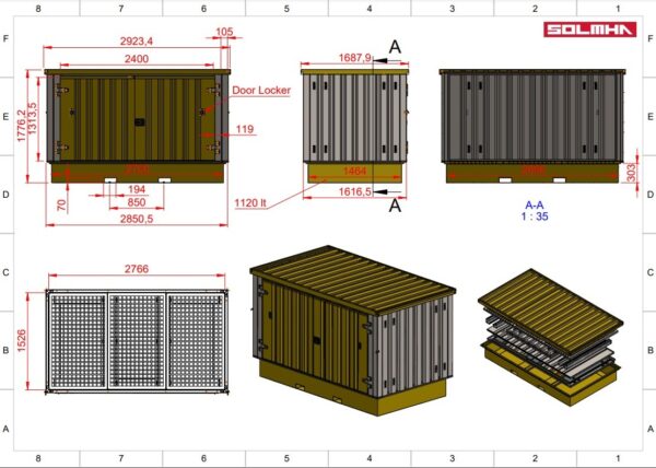 Solhma 9.5'x5.5' KDC+ IBC Heavy Duty Metal Chemical Storage Container - Galvanised/Yellow - Image 3