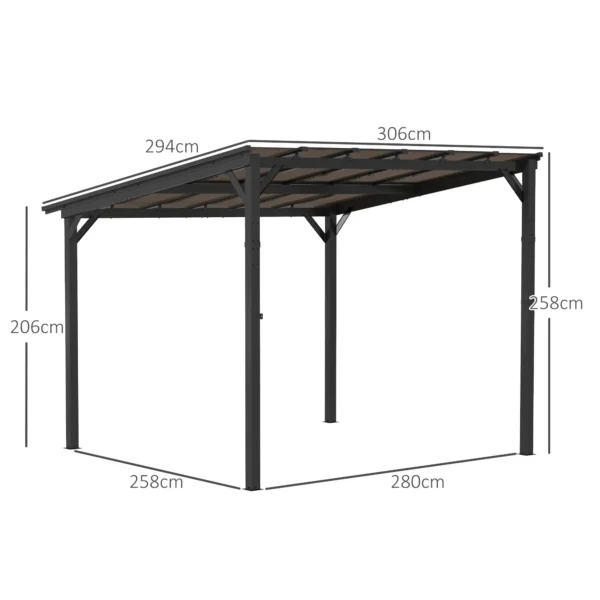 OutSunny 10’x10′ Metal Lean To Pergola - Dark Grey - Image 11