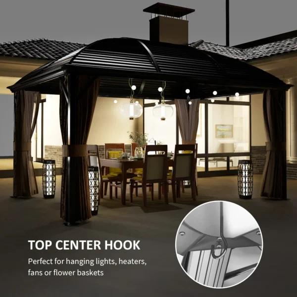 Outsunny 10x13 Hardtop Gazebo Pavilion Canopy - Brown - Image 7