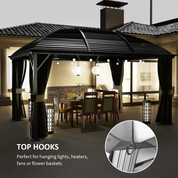 Outsunny 10x13 Hardtop Gazebo Pavilion Canopy - Dark Grey - Image 10