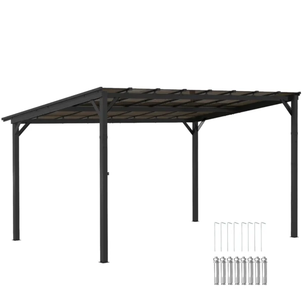 OutSunny 10’x14′ Metal Lean To Pergola - Dark Grey - Image 10