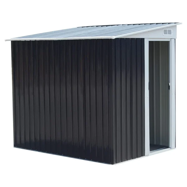 Living and Home 5'x7' Lean To Metal Shed - Charcoal Black - Image 9