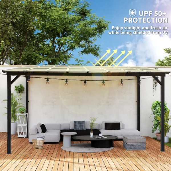 OutSunny 10’x14′ Metal Lean To Pergola - Dark Grey - Image 5