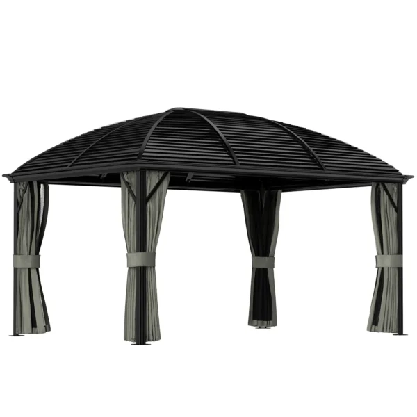 Outsunny 10x13 Hardtop Gazebo Pavilion Canopy - Dark Grey - Image 6