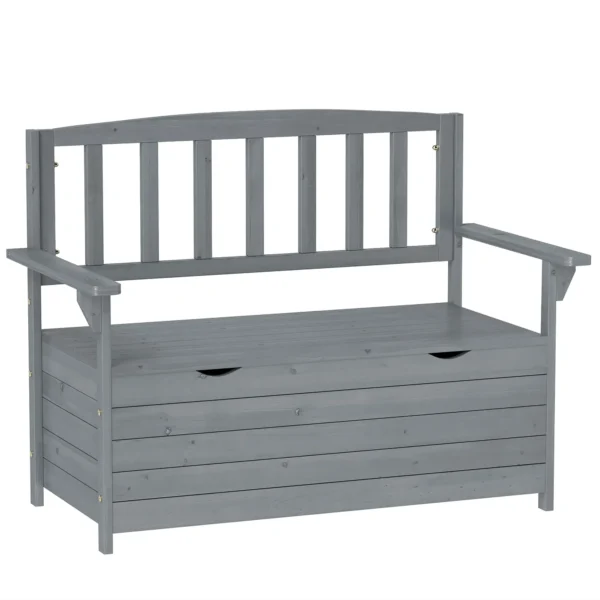 Outsunny Two-Seater Wooden Garden Storage Bench - Grey