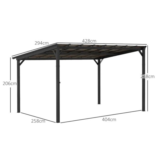 OutSunny 10’x14′ Metal Lean To Pergola - Dark Grey - Image 7