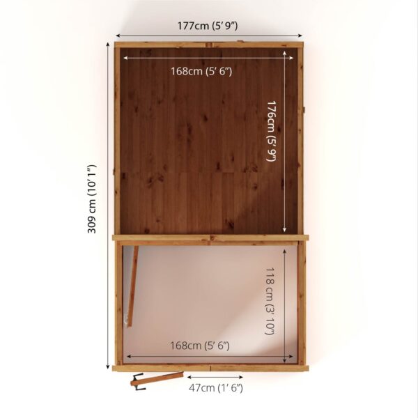 Mercia 10'x6' Woodsman Timber Apex Styrene Combi Greenhouse - Image 17