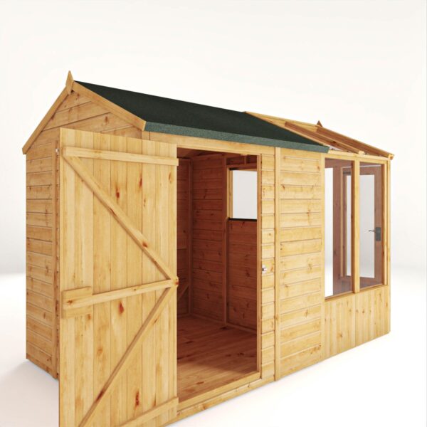 Mercia 10'x6' Woodsman Timber Apex Styrene Combi Greenhouse - Image 3