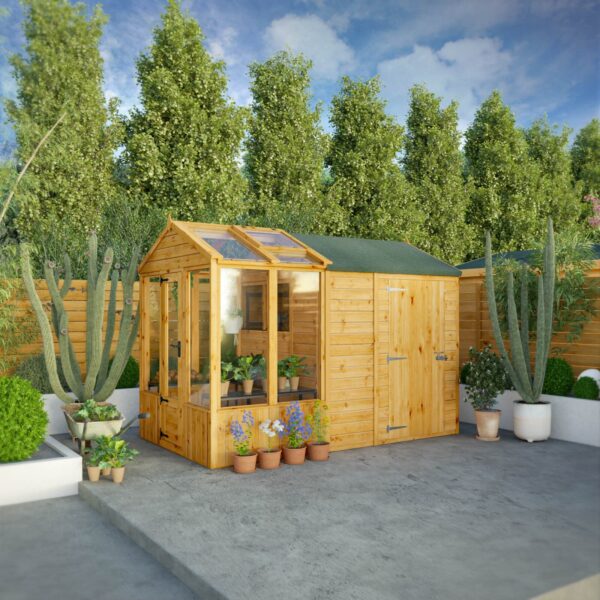 Mercia 10'x6' Woodsman Timber Apex Styrene Combi Greenhouse - Image 14