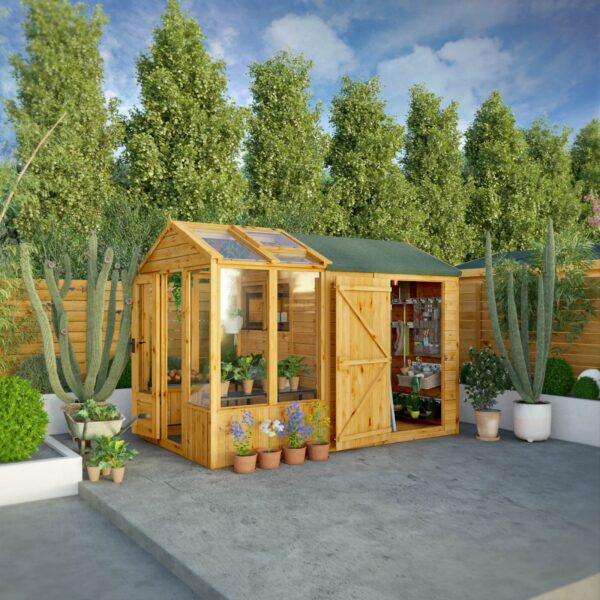 Mercia 10'x6' Woodsman Timber Apex Styrene Combi Greenhouse - Image 15