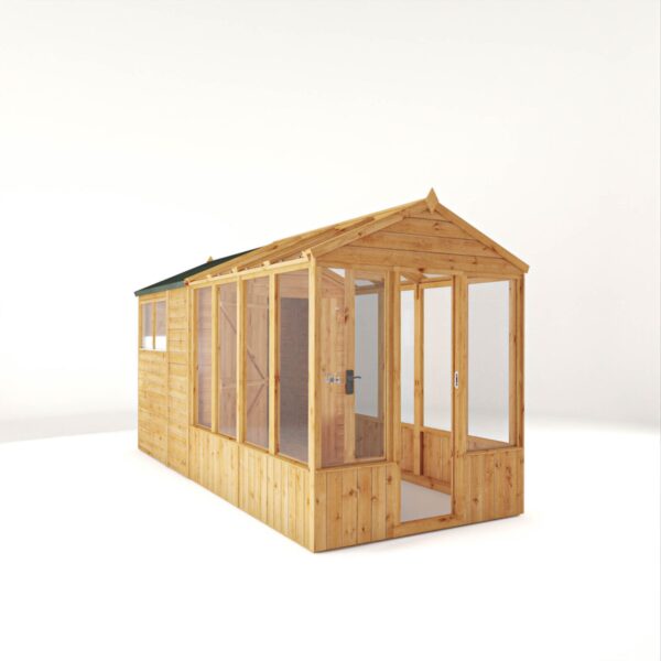 Mercia 14'x6' Woodsman Timber Apex Styrene Combi Greenhouse - Image 11