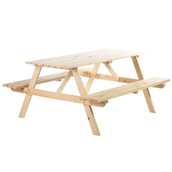 Outsunny 4 Seater Wooden Rectangular Picnic Table