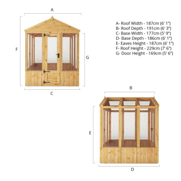 Mercia 6'x6' Woodsman Timber Apex Glass Greenhouse - Image 12