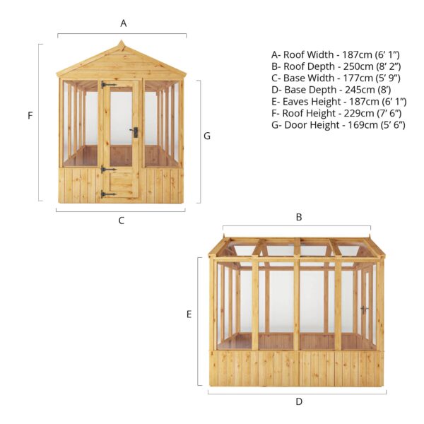 Mercia 8'x6' Woodsman Timber Apex Glass Greenhouse - Image 13