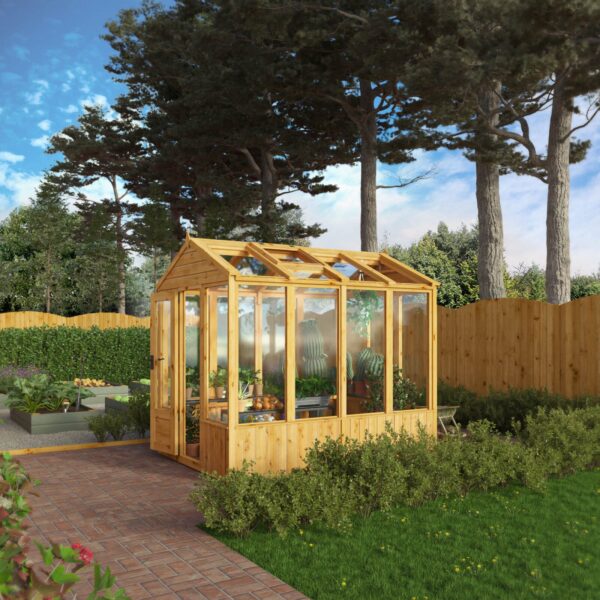 Mercia 8'x6' Woodsman Timber Apex Glass Greenhouse