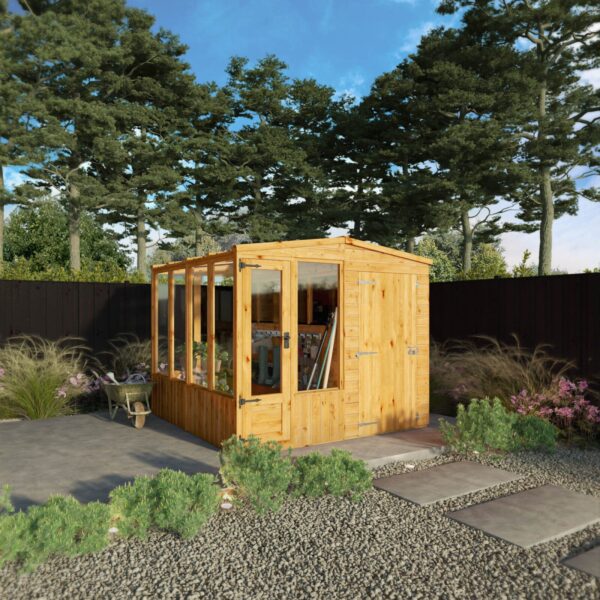 Mercia 8'x8' Woodsman Timber Apex Styrene Combi Greenhouse - Image 11