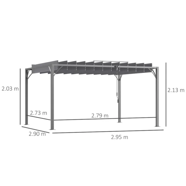 OutSunny 13'x10′ Metal Retractable Pergola - Grey - Image 2