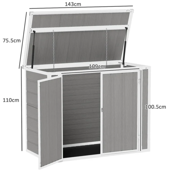 Outsunny Plastic Double Bin Storage Unit -  Grey - Image 3