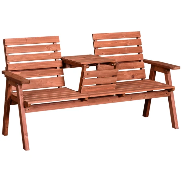 Outsunny Fir Wood Convertible 2 to 3 Seater Timber Garden Bench